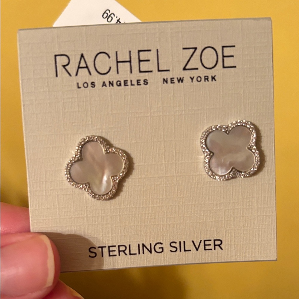 Rachel Zoe Silver and Pearl Clover Earrings